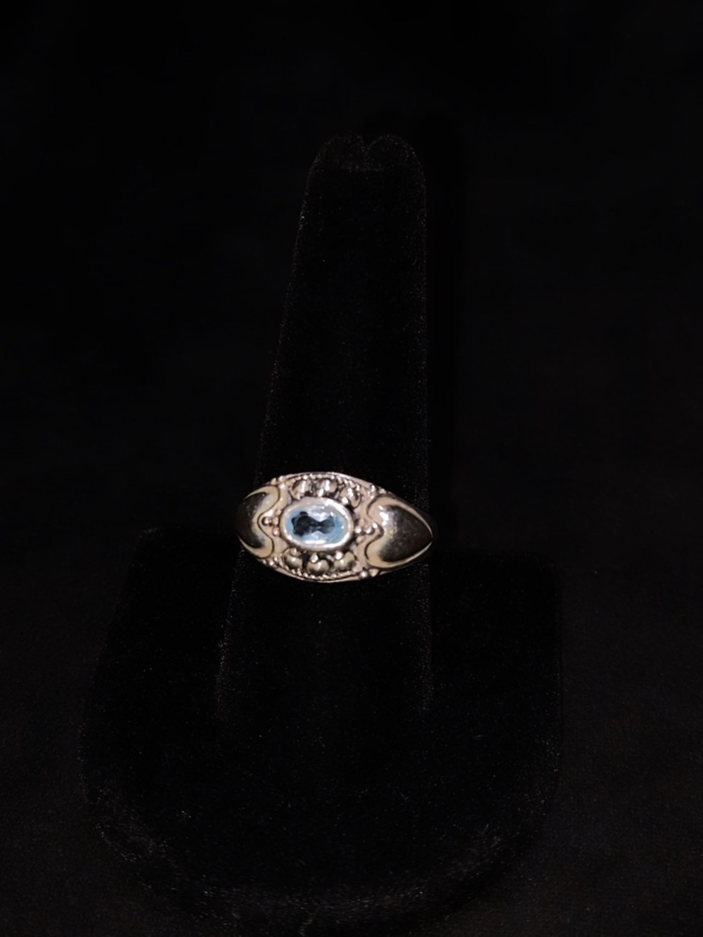 Sterling Silver Blue Gemstone Vintage-Inspired Ring